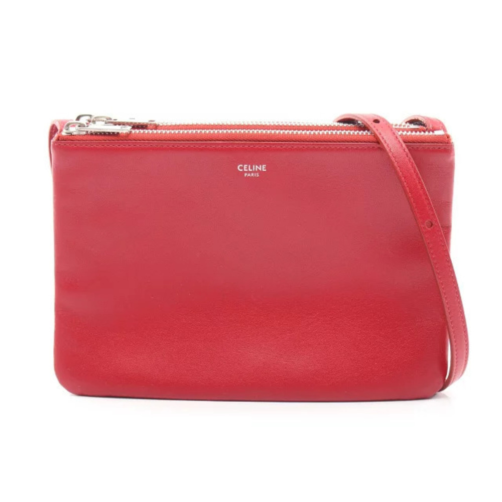 Celine Trio Crossbody Bag Leather Red